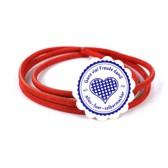 1 Meter Kordel - Kork - Surface - 5mm - Rot