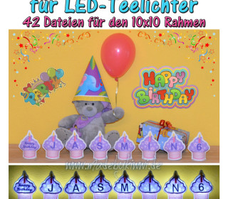 LED-Teelicht Cupcakes Geburtstag für 10x10 Rahmen