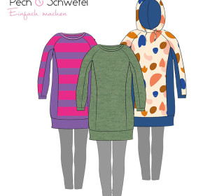 E-Book Hoodiekleid  “Schanze”  Gr. 34 - 52 Pech & Schwefel