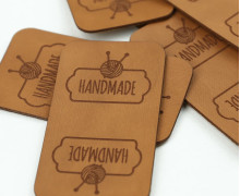 1 XXL KUNSTLEDER LABEL - Hellbraun - Handmade