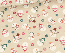 Canvas - feste Baumwolle - Weihnachten - Schneemänner - Natur