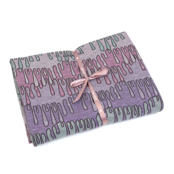 0,95m Zuschnitt - Sommersweat - Purple Spooktober - Kombistoff - Grau Meliert