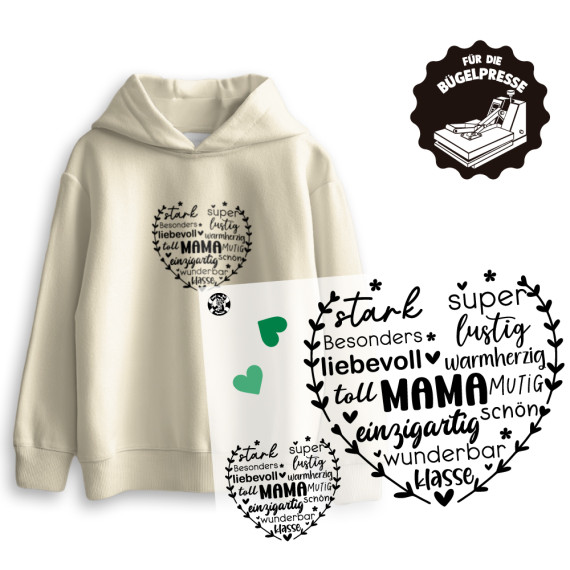 Onkel Bo's Bügelbilder - DIN A4 - Mama - Herz