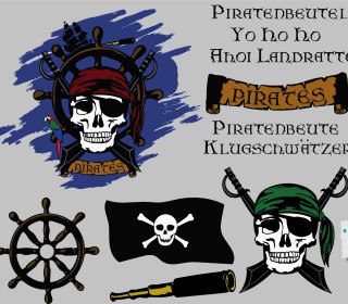 Plotterdatei Serie Pirate Style Fusselfreies Piraten
