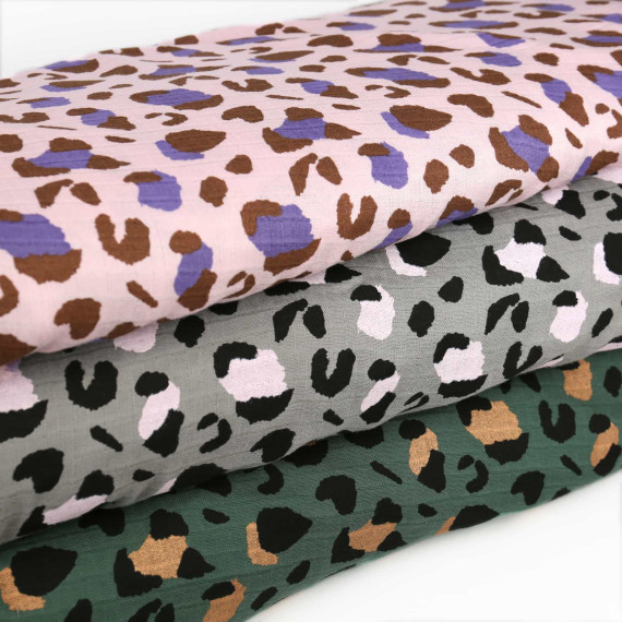 Musselin Stoff Leo Print Musselin Muslin Leo Animal Print Double