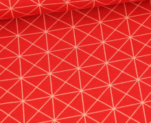 Bio-Jacquard - 2Farb Spezial Jacquard Jersey - Cross Square - Wonderland - Rot/Babyrosa - Hamburger Liebe