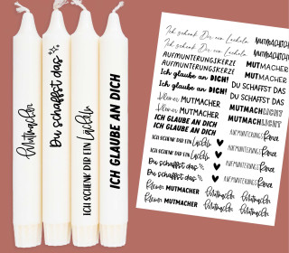 DIN A4 - Kerzen-Tattoofolie - Mutmacher - für Kerzen / Keramik