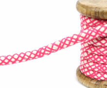 1m Hoodieband - Baumwollkordel - 8 mm - Netz - Pink/Naturweiß