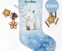 DIY-Nähset - Nikolaussocke - KLEIN - Softshell - Weißer Wolf - Schneeflocken