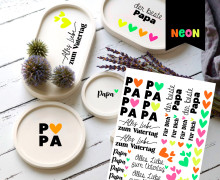 Neon Rub-On Sticker - Der beste Papa - Tante Henni Rubon - vielfältig nutzbar