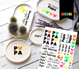 Neon Rub-On Sticker - Der beste Papa - Tante Henni Rubon - vielfältig nutzbar