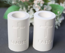 Silikon - Gießform - Kerzenhalter für Stabkerzen - Faith/Glaube - schlank & rund - vielfältig nutzbar