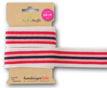 Streifenband - Stripe Me - College - 5 Stripes - Pretty & Pure - Dunkelrot/Lachsrosa/Stahlblau/Warmweiß - Multi - Hamburger Liebe