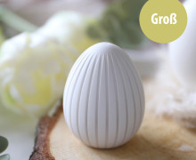 Silikon - Gießform - Elegantes Osterei mit Streifen - Deko-Osterei - Groß - vielfältig nutzbar