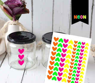 Neon Rub-On Sticker - Herzen - Tante Henni Rubon - vielfältig nutzbar