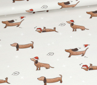 Sommersweat - Dackel Xmas - Hellgrau - Bio Qualität - abby and me