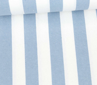 Jeans-Stoff - Breite Streifen - Gestreift - Nicht Elastisch - Weiß/Hellblau