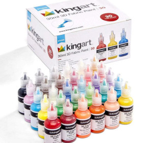 3D Stofffarbe Set - 30x 30ml - Permanent - Waschbar - kingart - 30 Farben