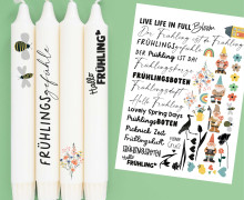 DIN A4 - Kerzen-Tattoofolie - Frühlingsboten - für Kerzen / Keramik