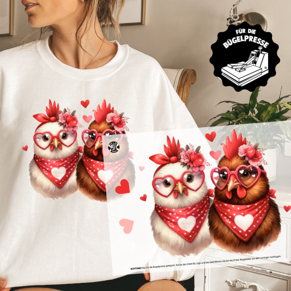Onkel Bo's Bügelbilder - DIN A4 - Hühner - Valentinstag - BIG