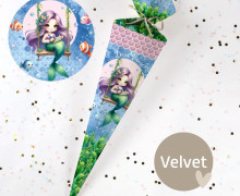 DIY-Nähset Schultüte - Dreamy Mermaid - Hellblau/Rosa/Grün - Velvet - zum selber Nähen