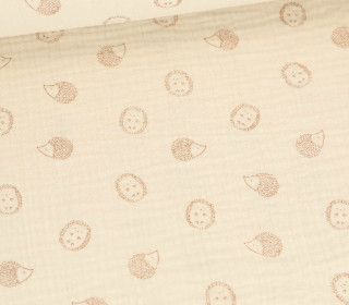 Musselin - Muslin - Double Gauze - Bedruckt - Kleine Igel - Ecru
