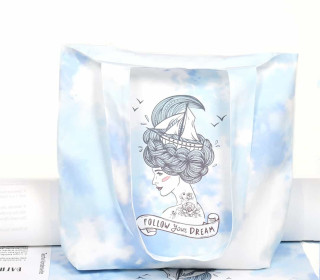 DIY-NÄHSET - Motivbeutel - Shopper - Tie-Dye Love - Batik - Blau - Follow Your Dream - abby and me