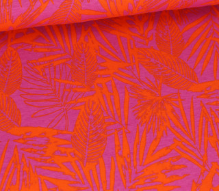 Viskose Jersey - Bedruckt - Abstrakte Palmenblätter - Fuchsia