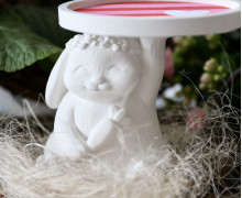 Silikon - Gießform - Niedlicher Osterhase - Tellerhalter - Ostern - Hase mit Blumenkranz & Karotte - vielfältig nutzbar