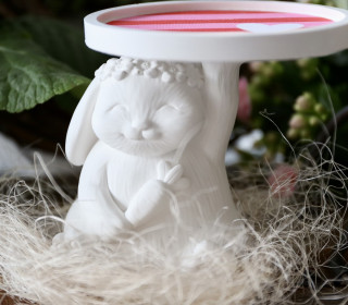 Silikon - Gießform - Niedlicher Osterhase - Tellerhalter - Ostern - Hase mit Blumenkranz & Karotte - vielfältig nutzbar