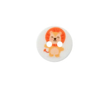 1 Polyesterknopf - Rund - 12mm - 2 Löcher - Löwe - Weiß