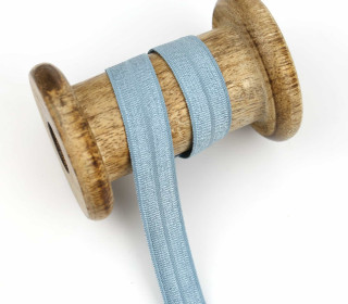 1m elastisches Schrägband  - Uni - 15mm - Graublau