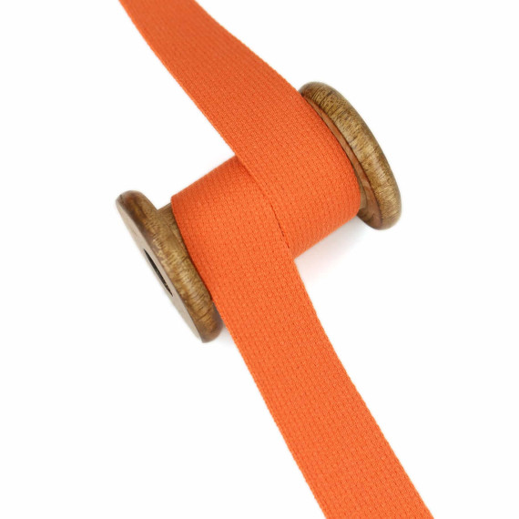1m Weiches Gurtband - Uni - Baumwolle - 30mm - Stärke 1,4mm - Orange