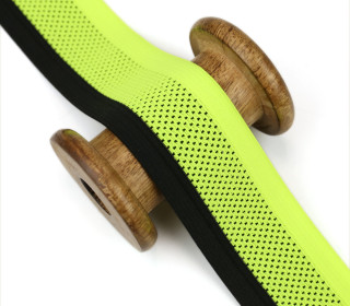 1 Meter Einfassband - Elastisch - Dekoband - 43mm - Schwarz/Neongrün