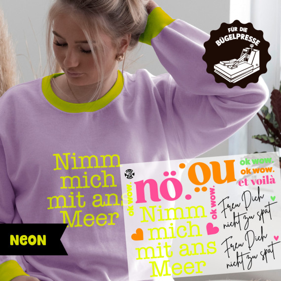 Onkel Bo's Neon Bügelbilder - DIN A4 - ok wow - BIG