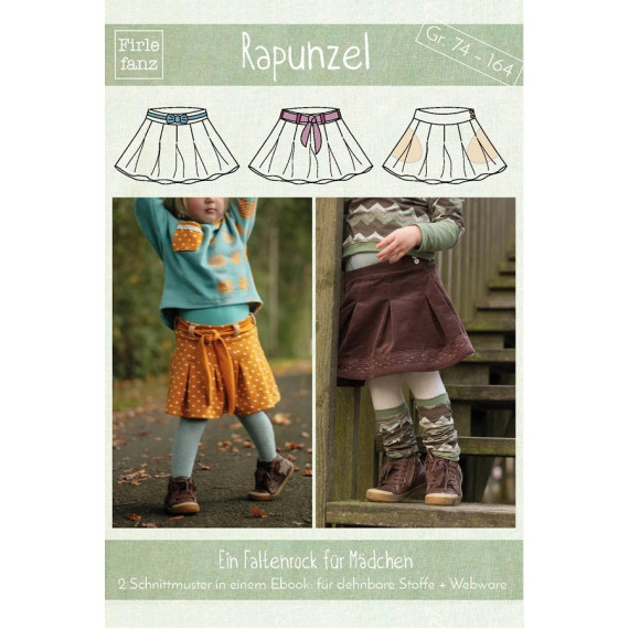 Rapunzel für Mädchen: Faltenrock Gr. 74 – 164