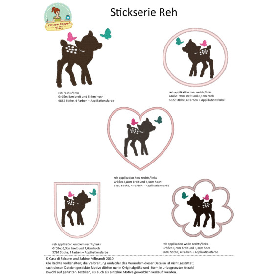 Stick Datei -   Reh Stickserie