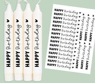 DIN A4 - Tattoofolie - Happy Birthday - Herz - für Kerzen / Keramik