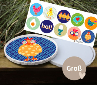 Outdoorstoff - Hühnerliebe - Inlays für Silikon - Dekoteller - Tablett - Groß - ela ideen - abby and amy
