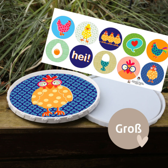 Outdoorstoff - Hühnerliebe - Inlays für Silikon - Dekoteller - Tablett - Groß - ela ideen - abby and amy