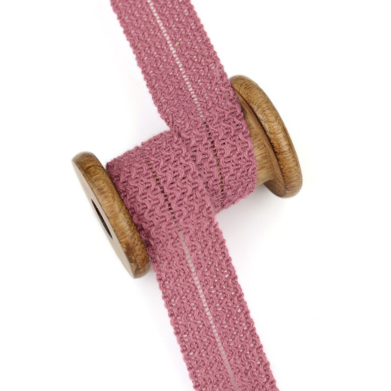 1 Meter Einfassband - Einfasstresse - Wolltresse - 32mm - Uni - Altrosa