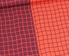 Outdoorstoff - Lieblingsplatz - Buntes Gitter - Orangerot/Weinrot - abby and amy