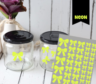 Neon Rub-On Sticker - Schleifen - Gelb - Tante Henni Rubon - vielfältig nutzbar