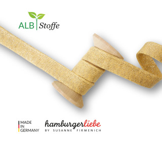Hoodiekordel - Flachkordel - Cord Me - 12mm - Glossy - Melange - Hamburger Liebe - Senfgelb/Gold