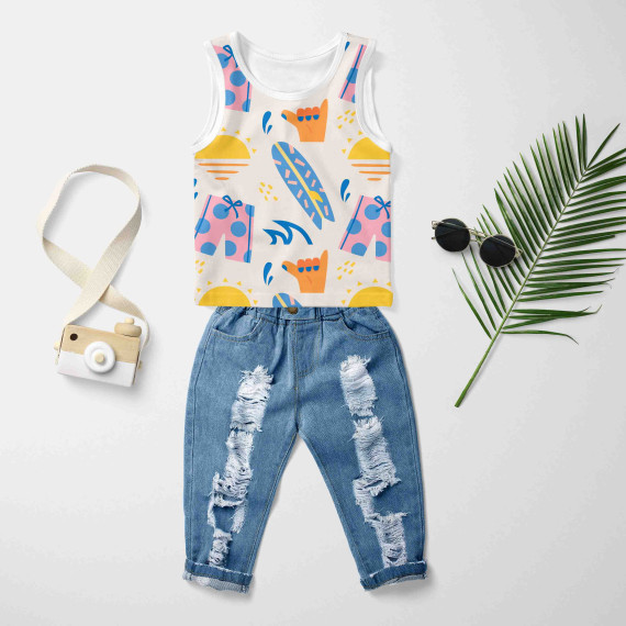 Jersey - Summer Vibes - Palmen - Creme - Bio Qualität - abby and me