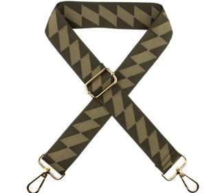 Taschengurt mit Karabinern - Verstellbar - 40mm - Rechtecke - Olivgrün/Gold