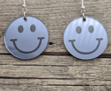 1 Paar Ohrringe - Freundliche Gesichter - Runde Augen - super leicht - Anthrazit - Spiegel - Namensklang