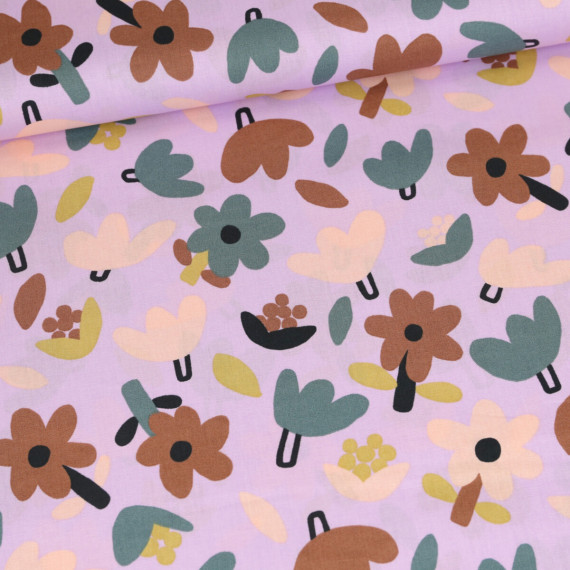 Bio Baumwolle - Webware - Popelin - JENNIFER BOURON - Petites Fleurs - Flieder