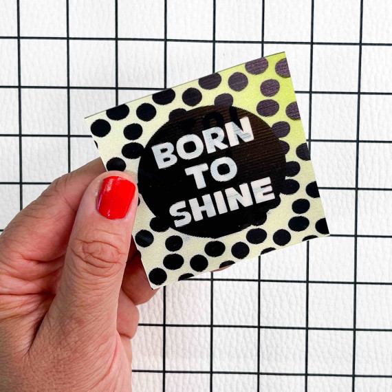 1 Flippatch - 1 Label = 2 Motive - Kippen - Wechselmotiv - zum Aufnähen - Cherry Picking - BORN TO SHINE/GIRL ON FIRE