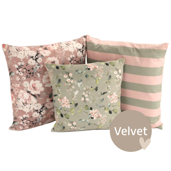 Kissenstoff - DIY - Kissen-Set - Aquarell Blumen - Velvet - abby and amy